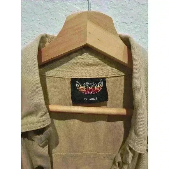 Bikerwear. Tan Biker Shirt. 2lx. - Picture 2 of 5